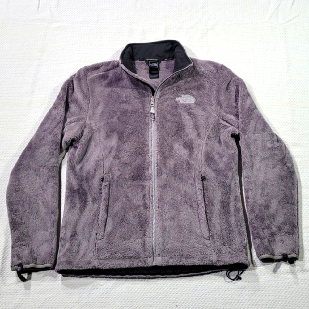 The North Face Full Zip Light Gray Fuzzy Fleece Women's Jacket size Medium